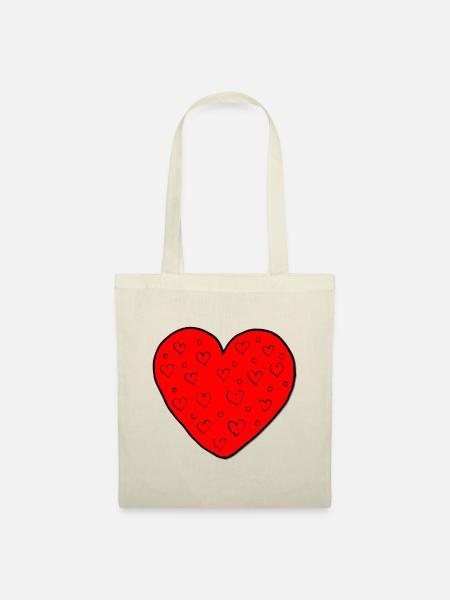 Großes Herz Design mit kleinen Herzen Top Geschenk - Stoffbeutel - Natur