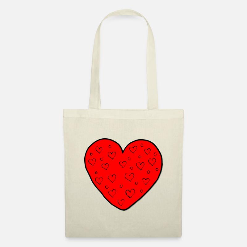 Großes Herz Design mit kleinen Herzen Top Geschenk - Stoffbeutel - Natur