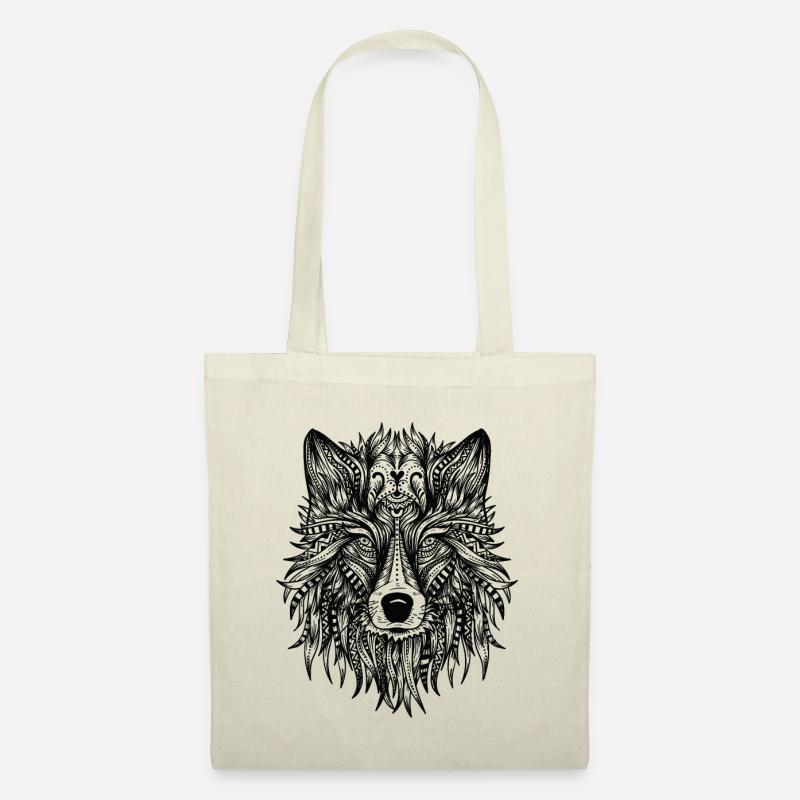 Wolf Kopf - Stoffbeutel - Natur