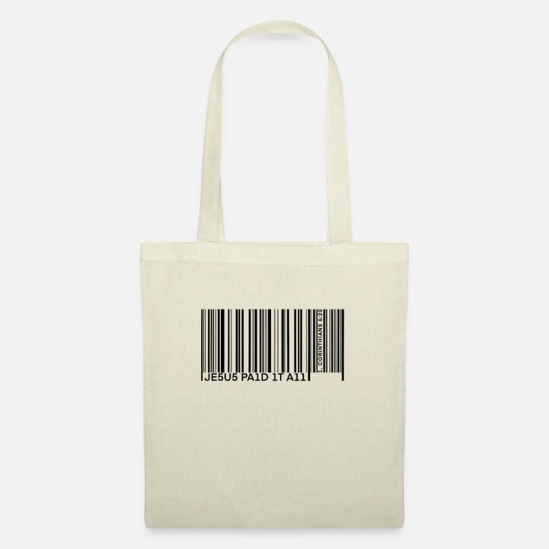 Christian Shirt Jesus paid it all Strichcode Bibel - Stoffbeutel - Natur