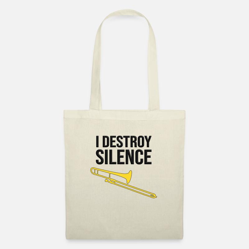I DESTROY SILENCE - Lustiges Posaune Design - Stoffbeutel - Natur