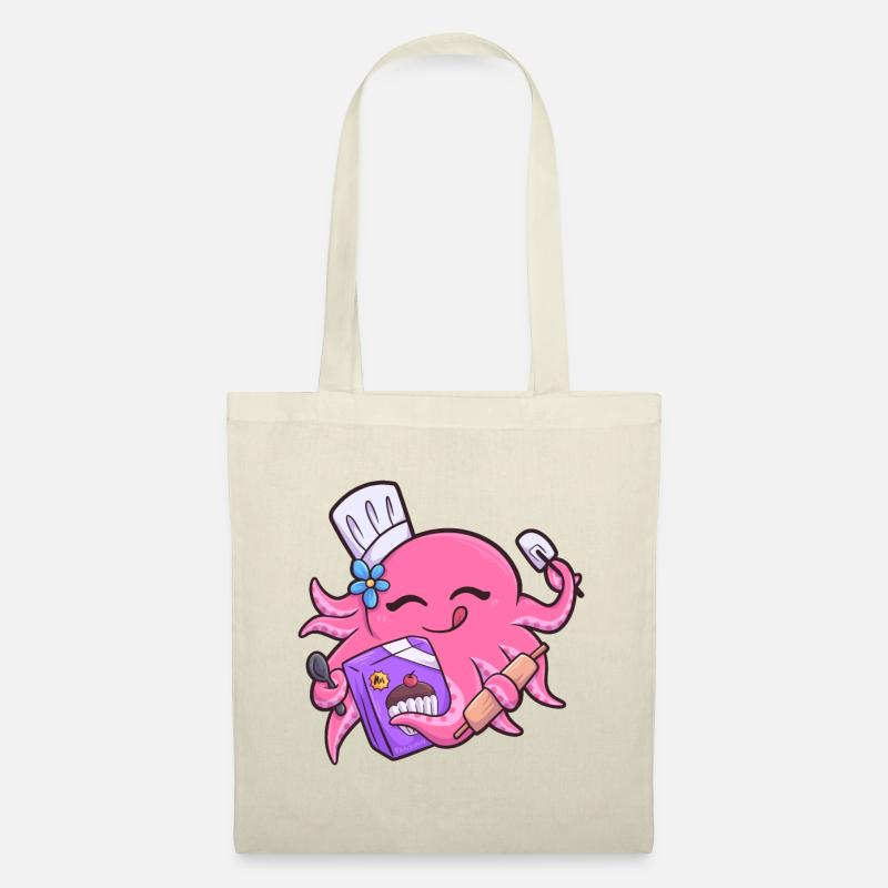 Oktopus Kochen Küche Tintenfisch Krake - Stoffbeutel - Natur