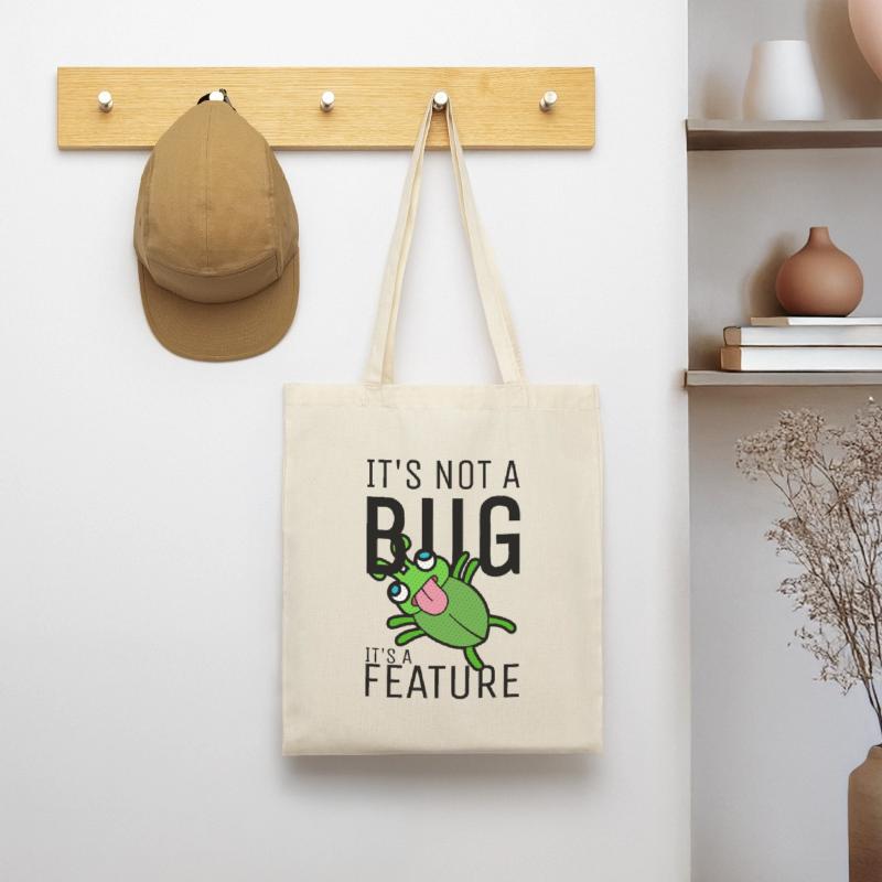 Not a Bug It's a Feature Developer Coder Stoffbeutel