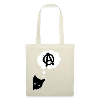 Schwarze Katze denkt Anarcho - Stoffbeutel - Natur - Vorne