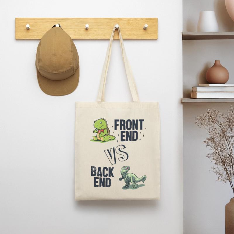 Frontend vs. Backend Developer Full Stack Tote Bag
