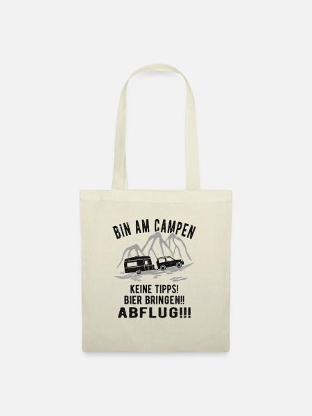Lustiges Wohnwagen Campen - Stoffbeutel - Natur