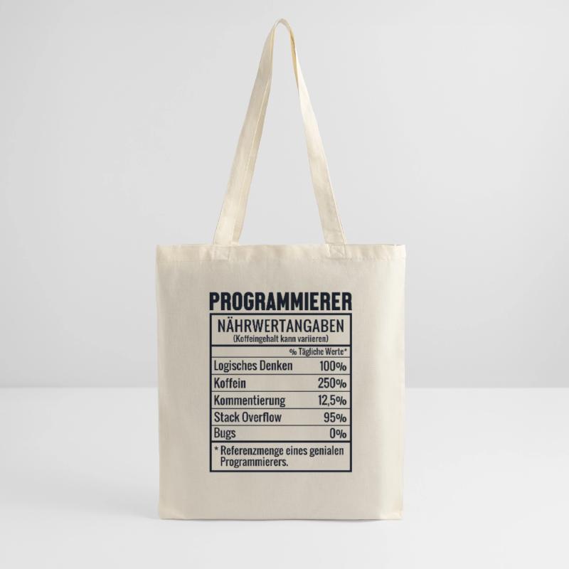 Programmierer Nährwertangaben Developer Coder Stoffbeutel
