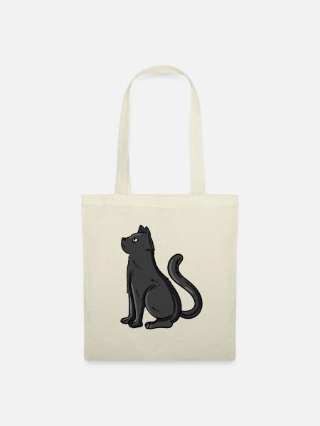 Schwarze Katze - Stoffbeutel - Natur