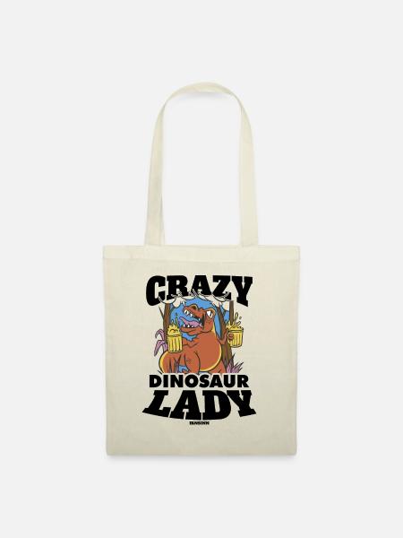 Crazy Dinosaur Lady - Stoffbeutel - Natur