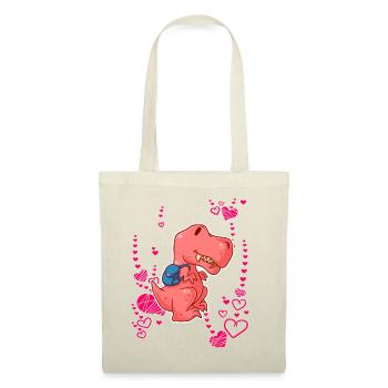 T-Rex Love Hearts Schoolchild - Sac en tissu - nature - Devant