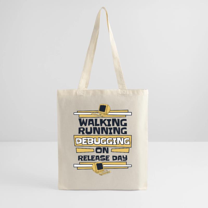 Walking Running Debugging Release Day Coder Sac en tissu