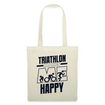 Triathlon Makes Me Happy Training Triathlonrad - Stoffbeutel - Natur - Vorne