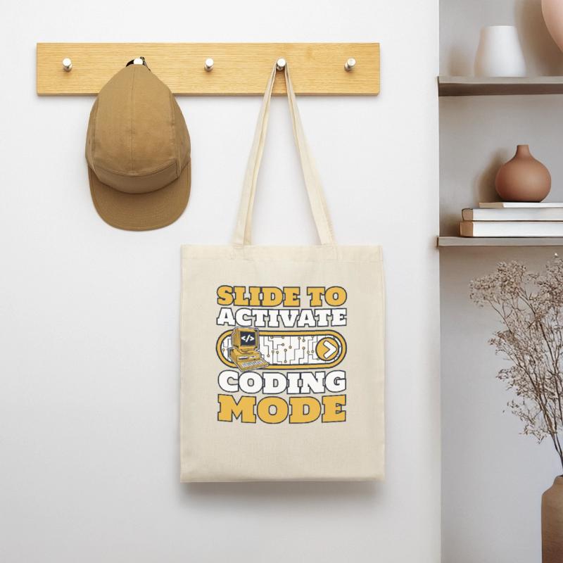 Slide To Activate Coding Mode Developer Coder Stoffbeutel
