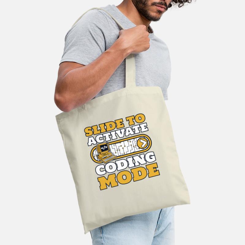 Slide To Activate Coding Mode Developer Coder Stoffbeutel