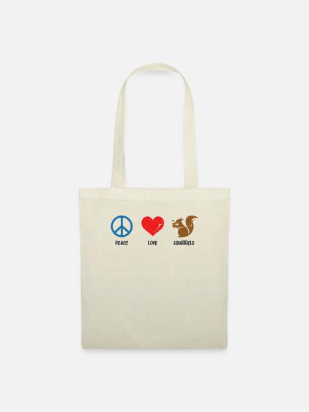 Peace Love Squirrels Squirrel Fuchshörnchen - Stoffbeutel - Natur
