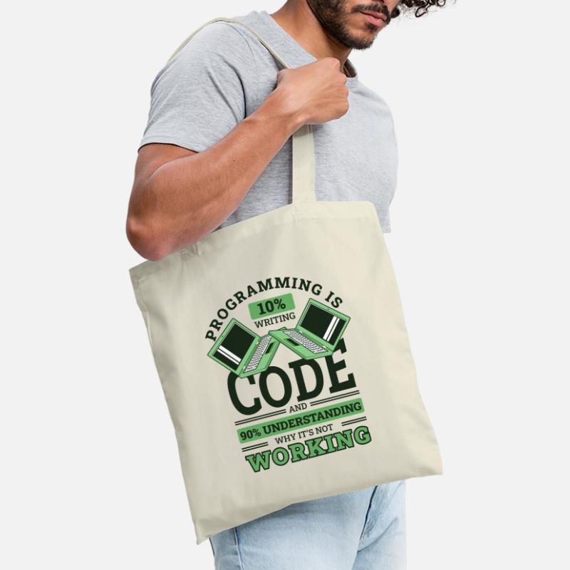 Programming 10% Writing 90% Not Working Coder Stoffbeutel