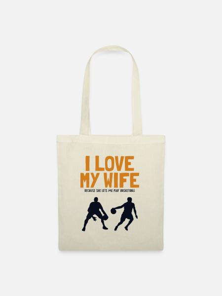 I love my Wife Basketball Basketballspieler - Stoffbeutel - Natur