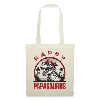 Happy Papasaurus T-rex Dino Funny Father Dinosaurs - Stoffbeutel - Natur - Vorne