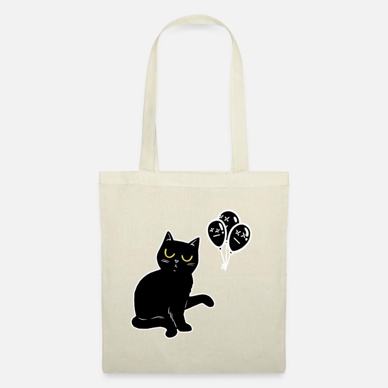 Schwarzer Kater Katze Halloween Luftballons - Stoffbeutel - Natur