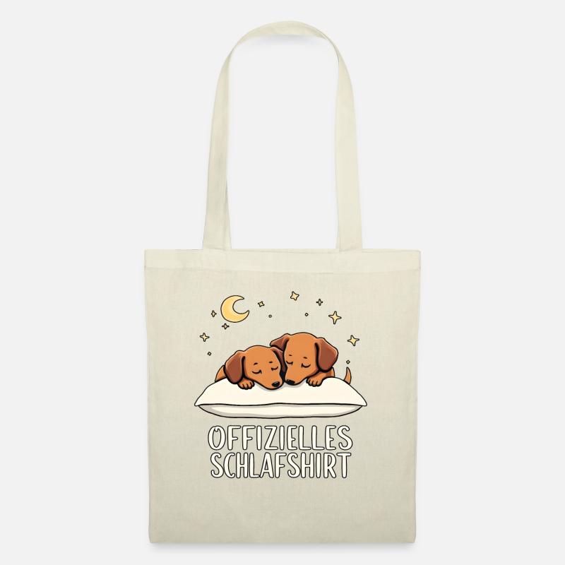 Offizielles Schlafshirt Dackel Paar - Stoffbeutel - Natur