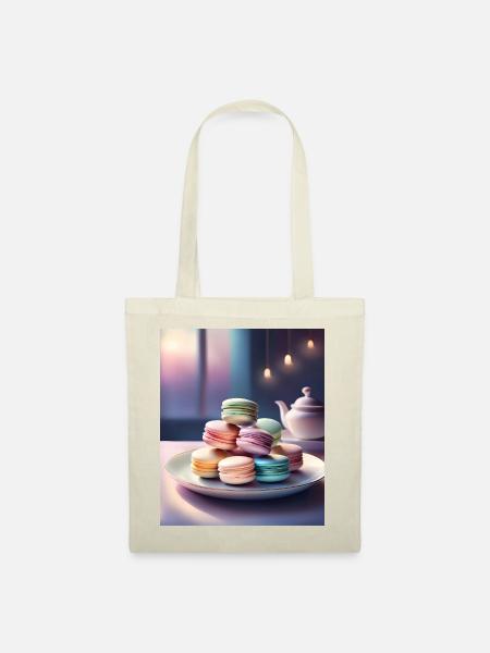 Ein Haufen französischer Macarons - Stoffbeutel - Natur