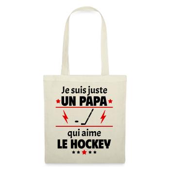 Juste un papa qui aime le hockey, hockeyeur, noël - Sac en tissu - nature - Devant