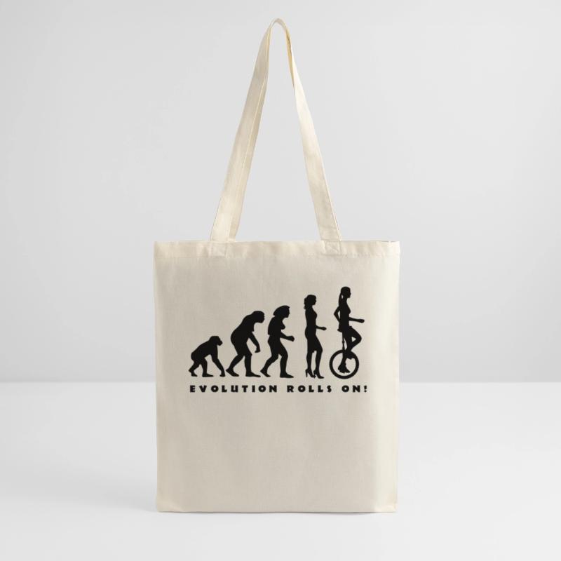 evolution_einradfahrerin_1c_b Tote Bag