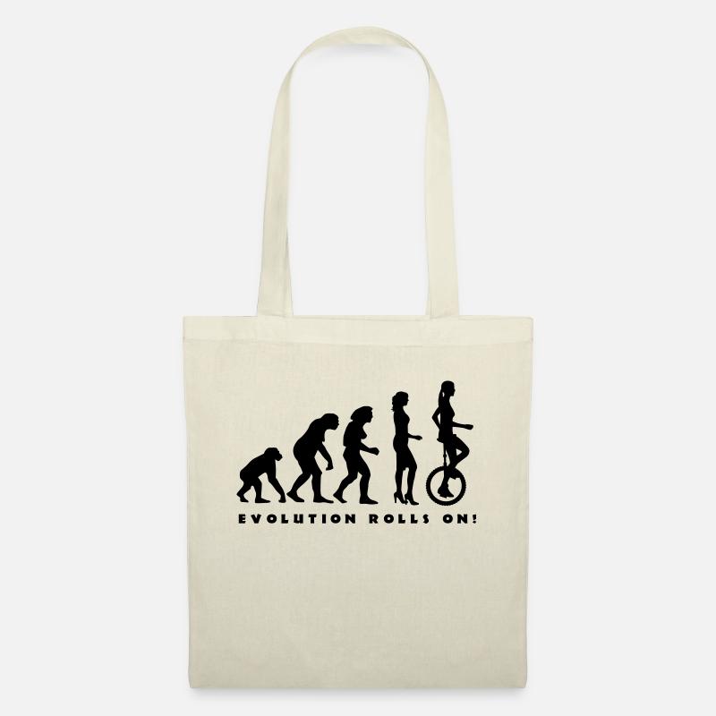 evolution_einradfahrerin_1c_b - Stoffbeutel - Natur