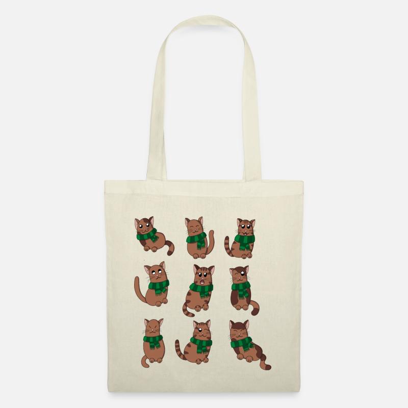Chats avec écharpe - Sac en tissu - nature