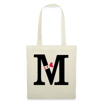 Capital letter M with hearts - Tote Bag - nature - Front