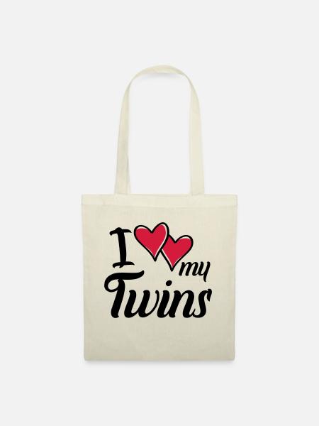 i love my twins hearts - Stoffbeutel - Natur