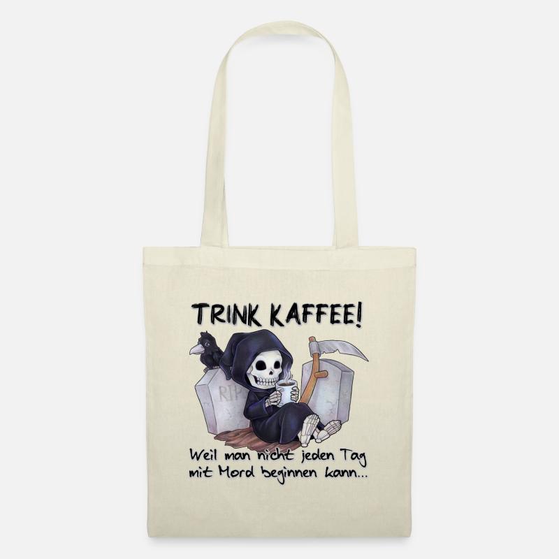 Trink Kaffee - Lustiger Chibi Grim Reaper - Stoffbeutel - Natur