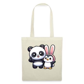 Panda und Pinguin - Stoffbeutel - Natur - Vorne