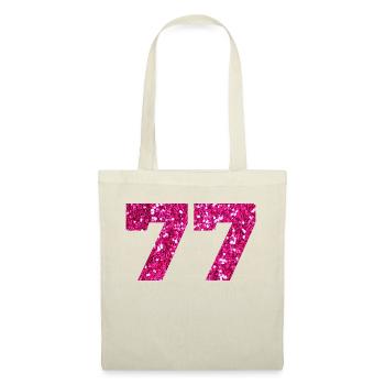 Numéro 77 paillettes rose - 77e anniversaire - Sac en tissu - nature - Devant
