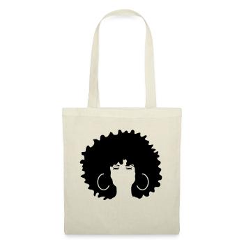 femme afro coiffure femme yeux noirs - Sac en tissu - nature - Devant