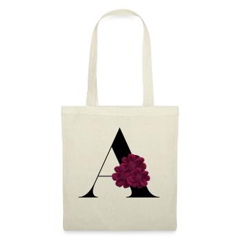 lettre A fleuris - Sac en tissu - nature - Devant
