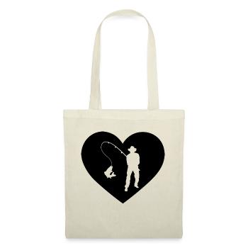 Cœur 1 et pêche - - Sac en tissu - nature - Devant