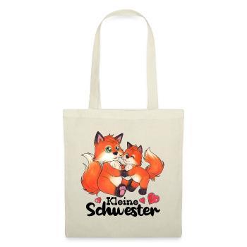 Kleine Schwester Niedlicher Fuchs Geschwister Paar - Stoffbeutel - Natur - Vorne