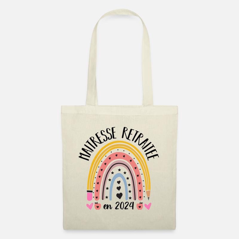 Maitresse retraitée 2024 cadeau maîtresse d' école - Sac en tissu - nature