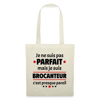 Pas parfait mais brocanteur, fête des pères, noël - Sac en tissu - nature - Devant