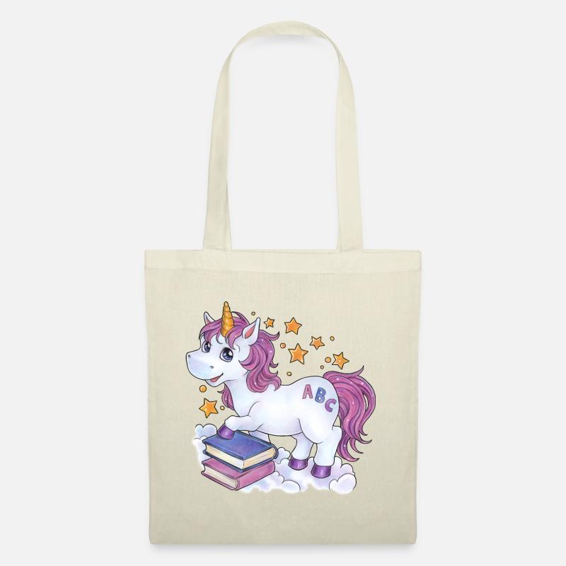 Niedliches Einhorn Zuckertüte Geschenk Einschulung - Stoffbeutel - Natur