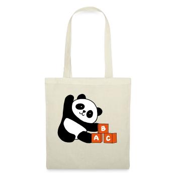 Panda cubique avec des lettres - Sac en tissu - nature - Devant