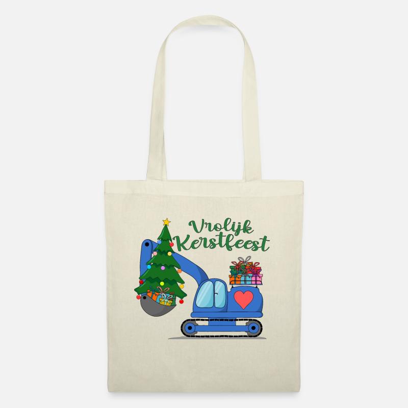 Graafmachine Vrolijk Kerstfeest in blauw - Stoffbeutel - Natur