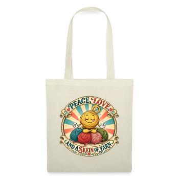 Peace, Love, and a Skein of Yarn – Woolicons - Stoffbeutel - Natur - Vorne