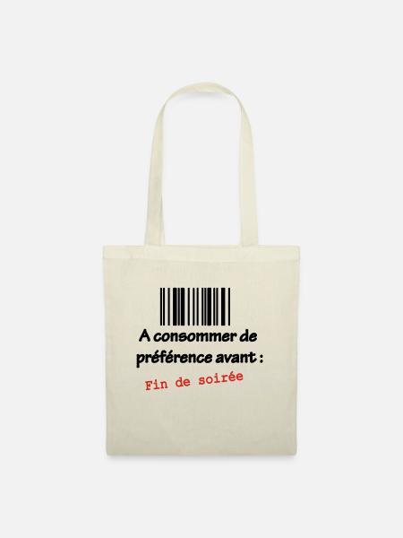 T-shirt Humour célibataire : A consommer - Sac en tissu - nature