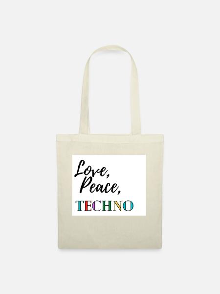 Love, Peace, Techno - Stoffbeutel - Natur