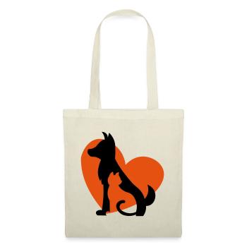 Chien chat - coeur pour animaux - idée cadeau / cadeau - Sac en tissu - nature - Devant