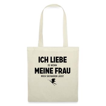 Ich lieber essenne Meine Frau Mich SkiFahren Lasts - Stoffbeutel - Natur - Vorne