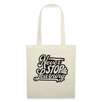 never stop learning Zitat - Stoffbeutel - Natur - Vorne