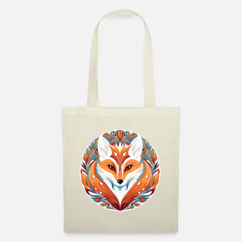 Fuchs Illustration im stilvollen Blattdesign - Stoffbeutel - Natur